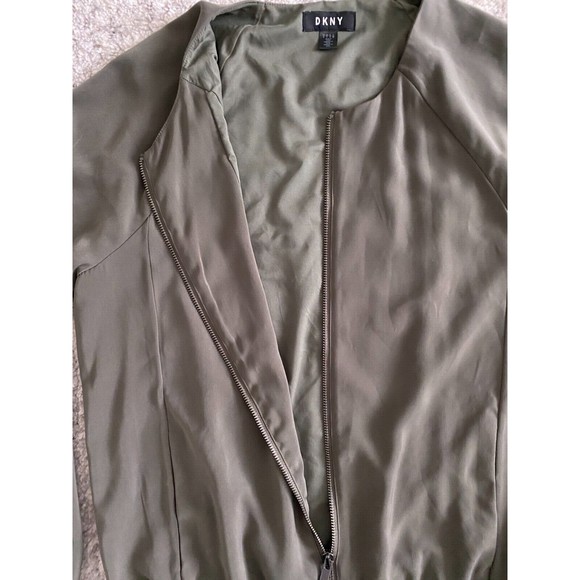 DKNY Womens Full Zip Long Sleeve Light‎ Bomber Jacket Small Green - Picture 4 of 10